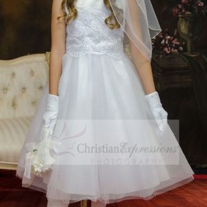 Beaded Lace Bodice First Communion Dresses