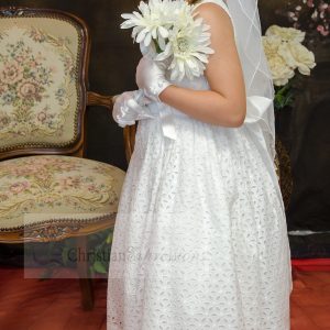 Cotton First Communion Dresses Tea Length