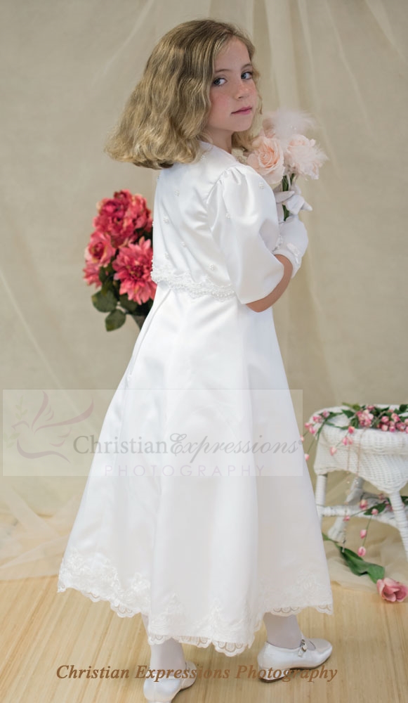 First Communion Dress with Pearl Jacket