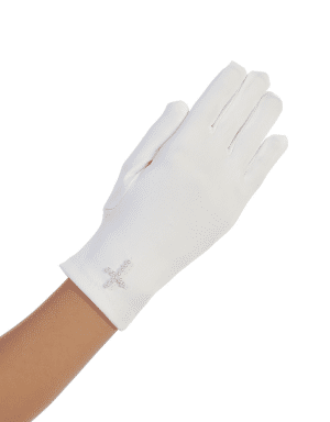 First Communion Gloves with Pearl Cross
