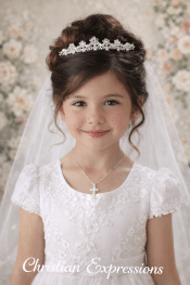 First Communion Crown Tiara Pearls and Crystals T713
