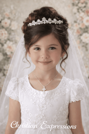 First Communion Crown Tiara Pearls and Crystals T713
