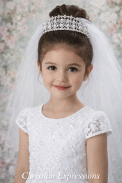First Communion Crown Headpiece with Large Pearls