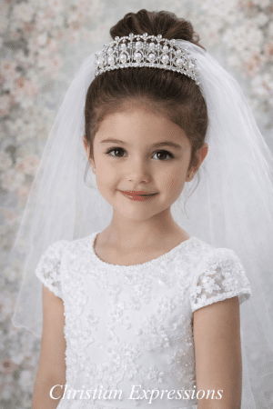First Communion Crown Headpiece with Large Pearls