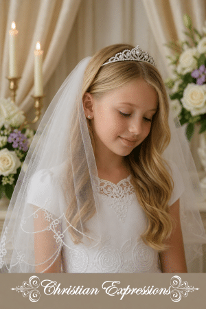 First Communion Veil Scalloped Edge