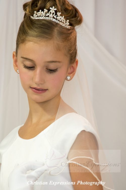 First Communion Veil with Pearl Edge Trim