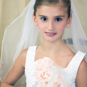 First Holy Communion Pearl and Crystals Wire Crown and Veil