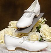 Girls First Communion Shoes with Rhinestone Strap