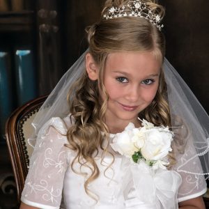 Girls First Holy Communion Tiara Crown with Clustered Pearls
