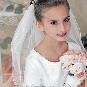 Gold First Communion Crown Headpiece with Attached Veil