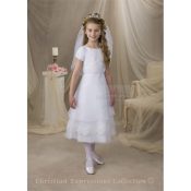 Organza first communion dress with layered skirt