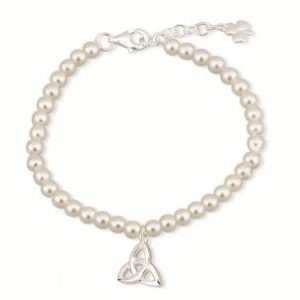 Pearl Bracelet with Irish Trinity Knot Charm