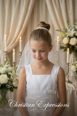 Pearl Bun Wrap First Communion Veil
