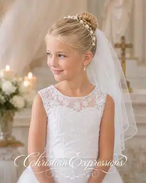 First Communion Hairband With Large Pearls and Crystals