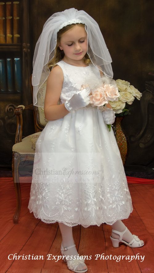 embroidered first communion dress