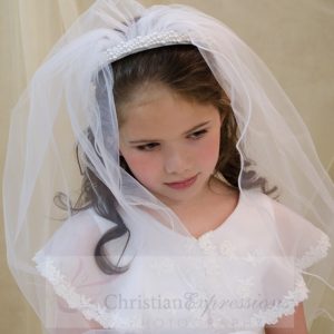first communion pearl headband veil