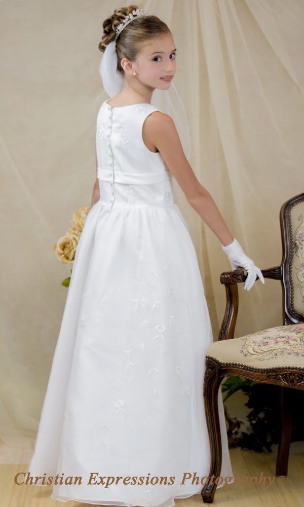 floral embroidered long length fcommunion dress