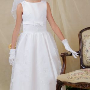 floral embroidered long length first communion dress