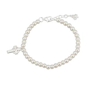 irish celtic cross pearl bracelet