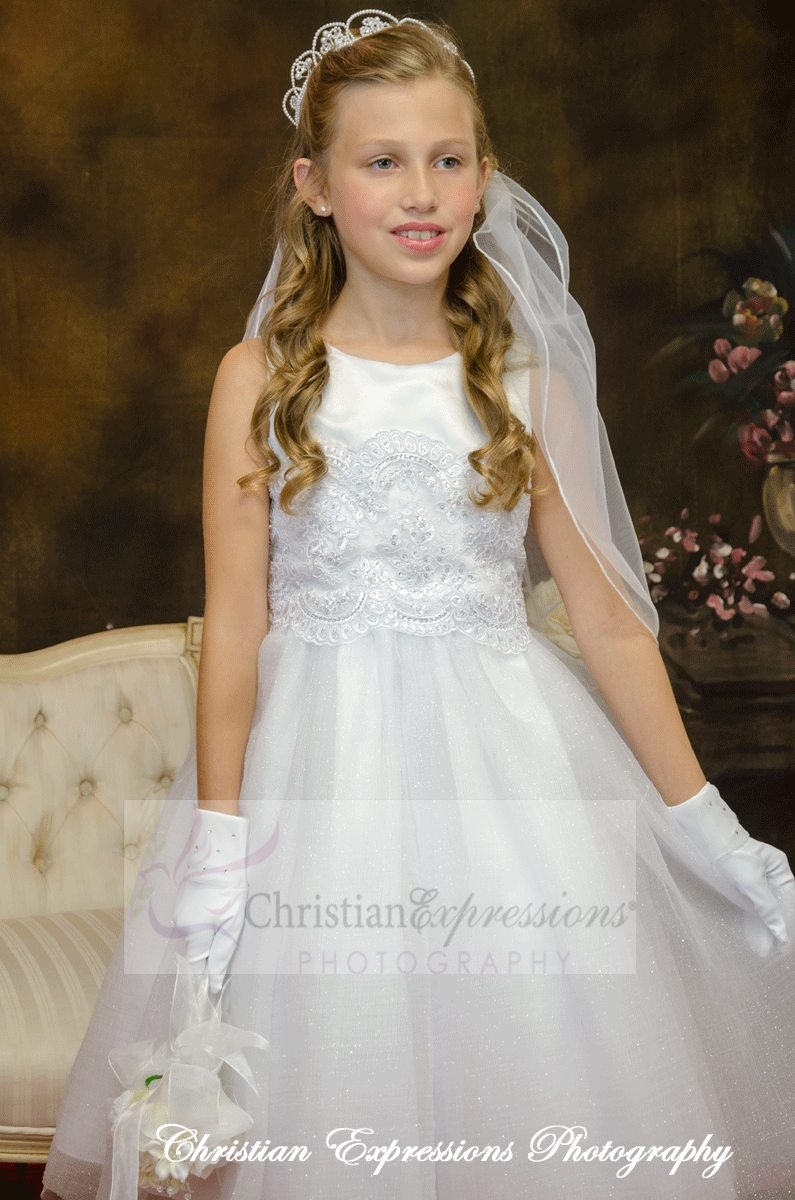 satin and tulle white first communion dresses size 6