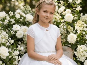 Short Sleeve Organza First Communion  Bolero Jacket