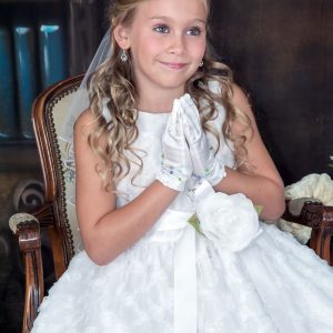 First Communion Dress with Embroidered Tulle