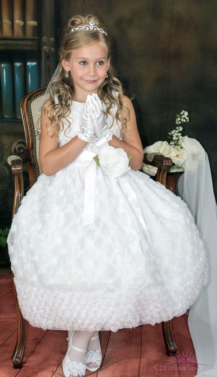 Holy Communion Dresses Embroidered Tulle and Flower Accent