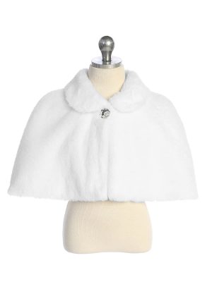 Faux Fur White First Communion Cape