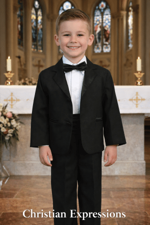 Boys Black First Communion Tuxedo Suit