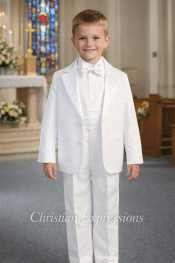 Boys White First Communion Tuxedo Suit