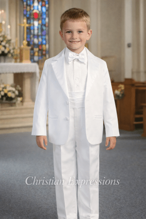 Boys White First Communion Tuxedo Suit