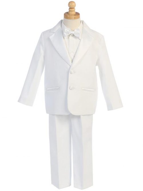 Boys White First Communion Tuxedo Suit Set