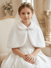 First Communion Faux Fur Cape Wrap