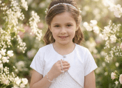 Short Sleeve Floral Organza First Communion Bolero Jacket