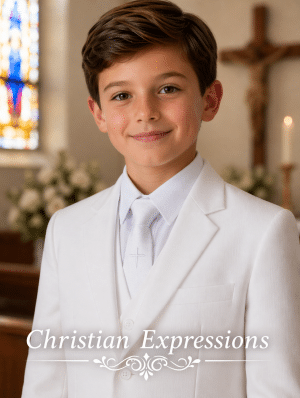 Boys First Communion Tie with Embroidered Cross