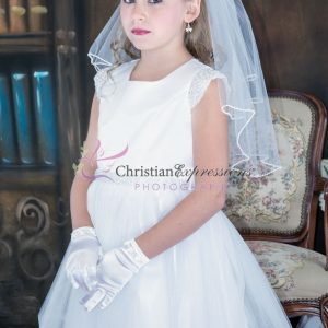 First Communion Dress pearl cap sleeves size 18