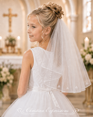 Girls First Communion Veil with Irish Shamrocks