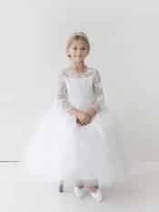 Lace Bodice First Communion Dress Long Sleeves