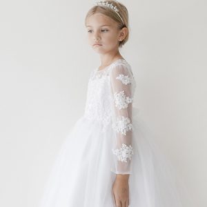 lace first holy communion dress long sleeevs
