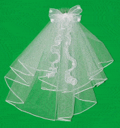 Irish First Communion Veil Shamrocks Bow