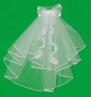 Irish First Communion Veil Shamrocks Bow