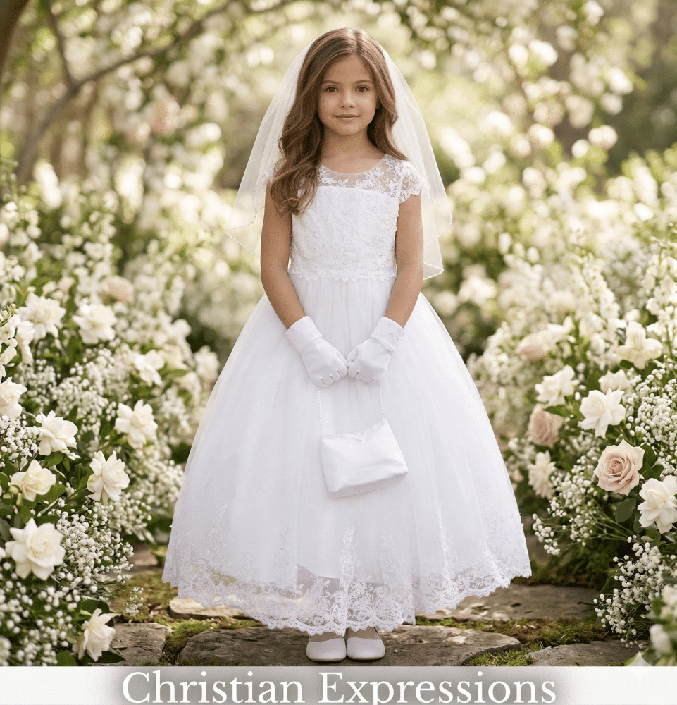 ankle length first communion dress Ivy Dream Luxury First Communion Dress