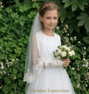 Irish First Communion Veil with Lace and Shamrocks