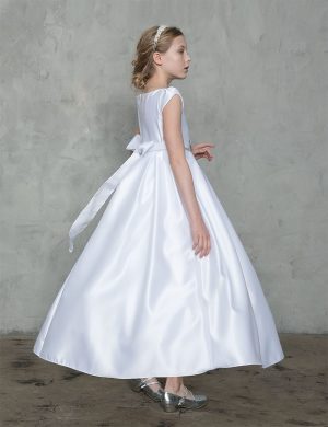 A Line Satin Long Length First Communion Dress