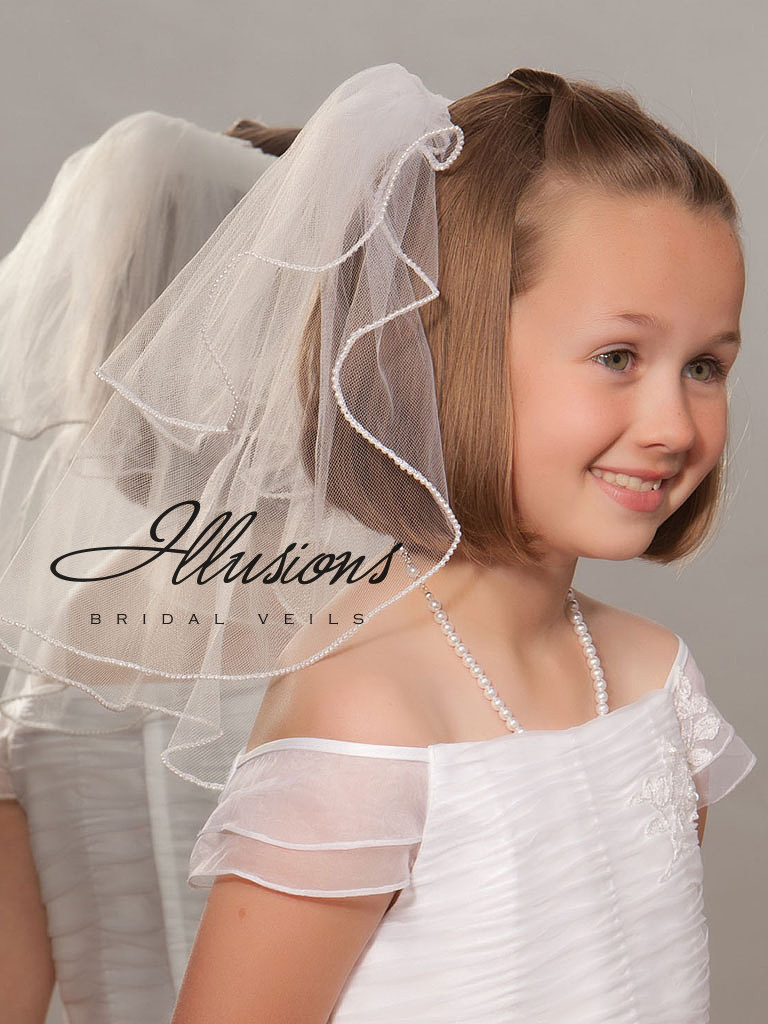 First Communion Veil with Pearl Trim