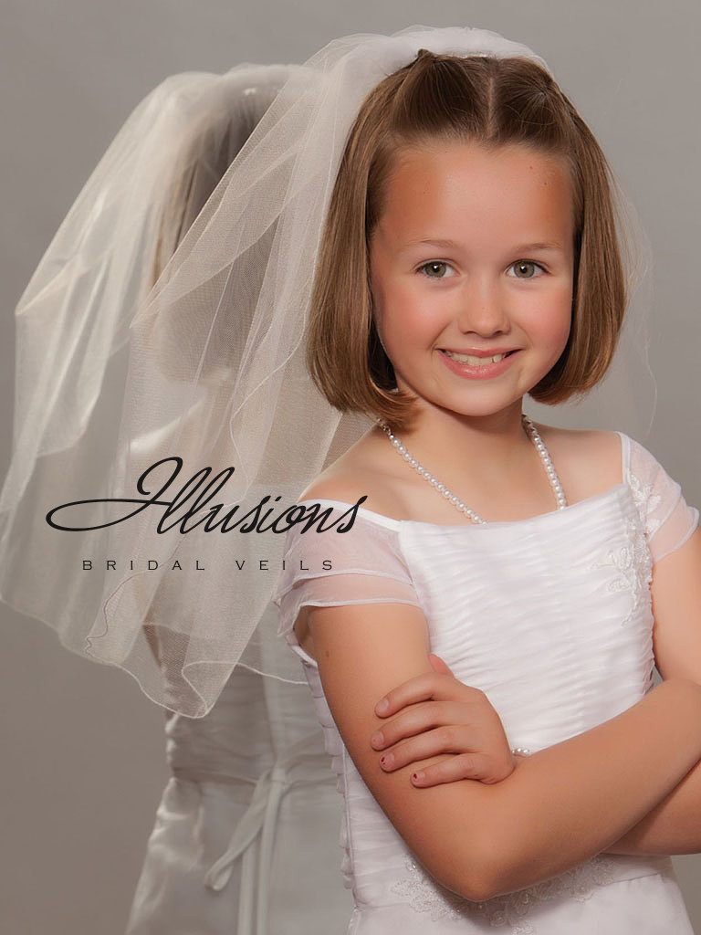 First Communion Veil with Corded Edge
