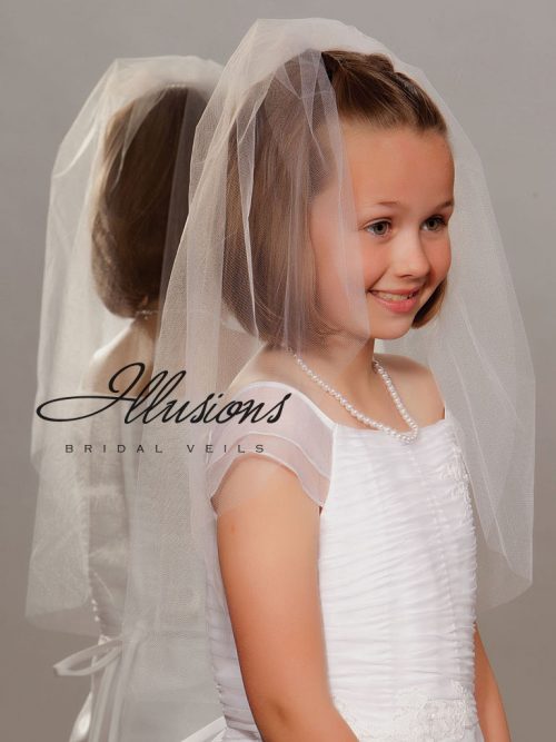 Single Tier First Communion Veil with Cut Edge