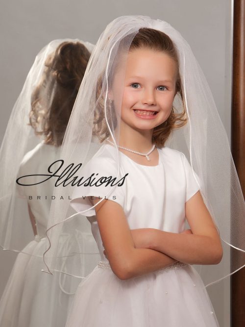Single Tier First Communion Veil with Rattail Edge