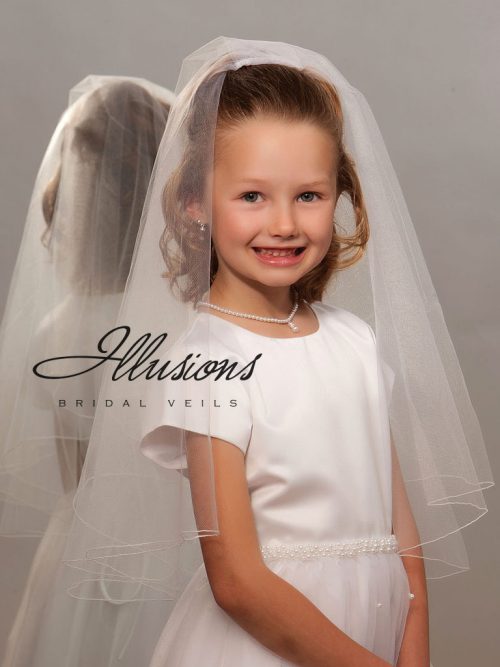 Two Layer First Communion Veil with Corded Edge