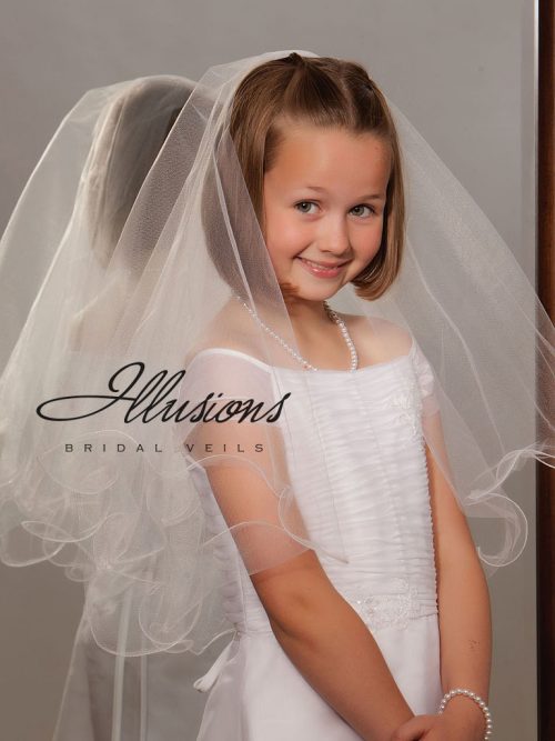 Two Layer First Communion Veil with Wavy Edge